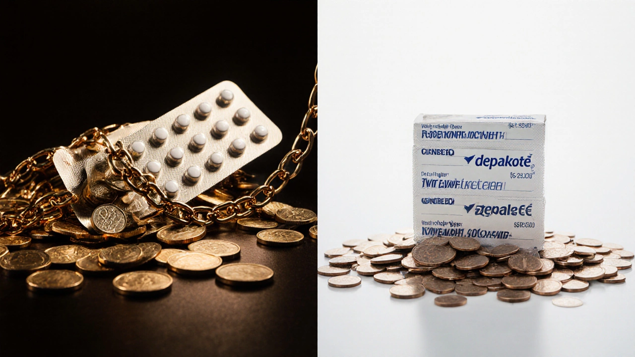 Side-by-side visual of brand versus generic tablets highlighting cost savings.