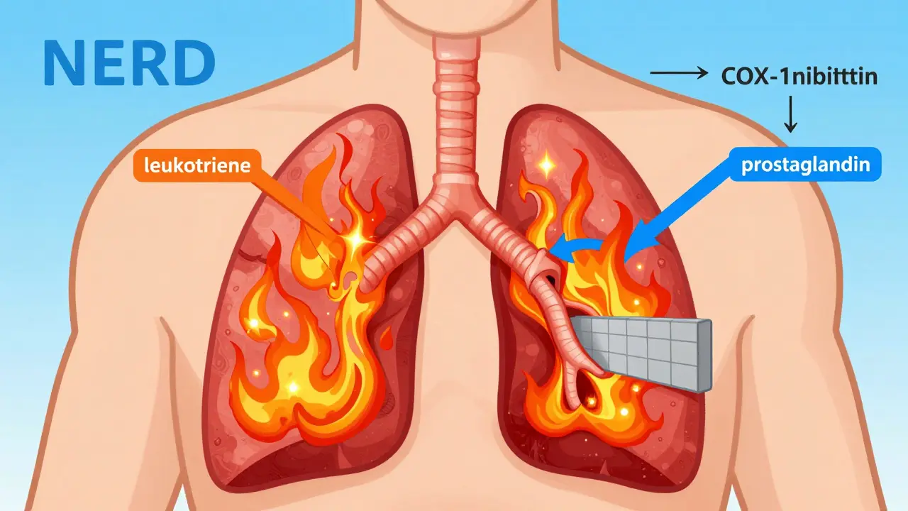 Cartoon visualization of leukotrienes tightening airways