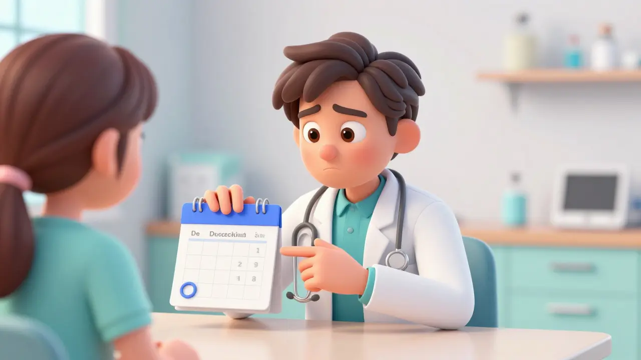 Doctor advising patient on safe two-day medication usage limit