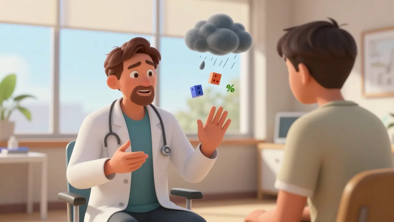 Doctor explaining risks calmly to relieve patient anxiety