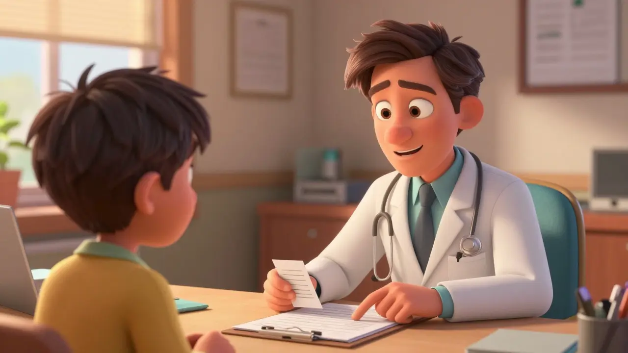 Doctor explaining medication safety plan to patient