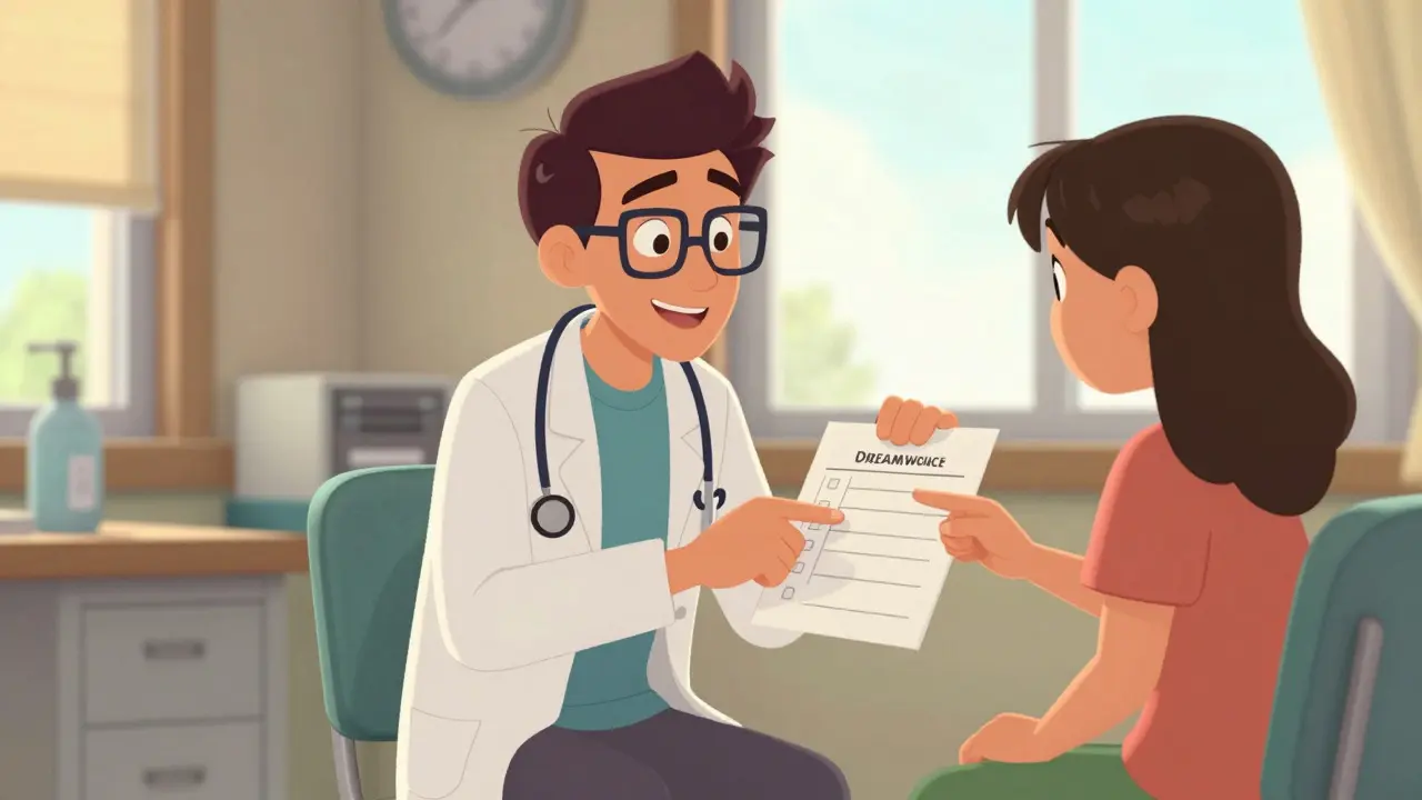 Friendly doctor and patient discussing health plan together in sunny exam room