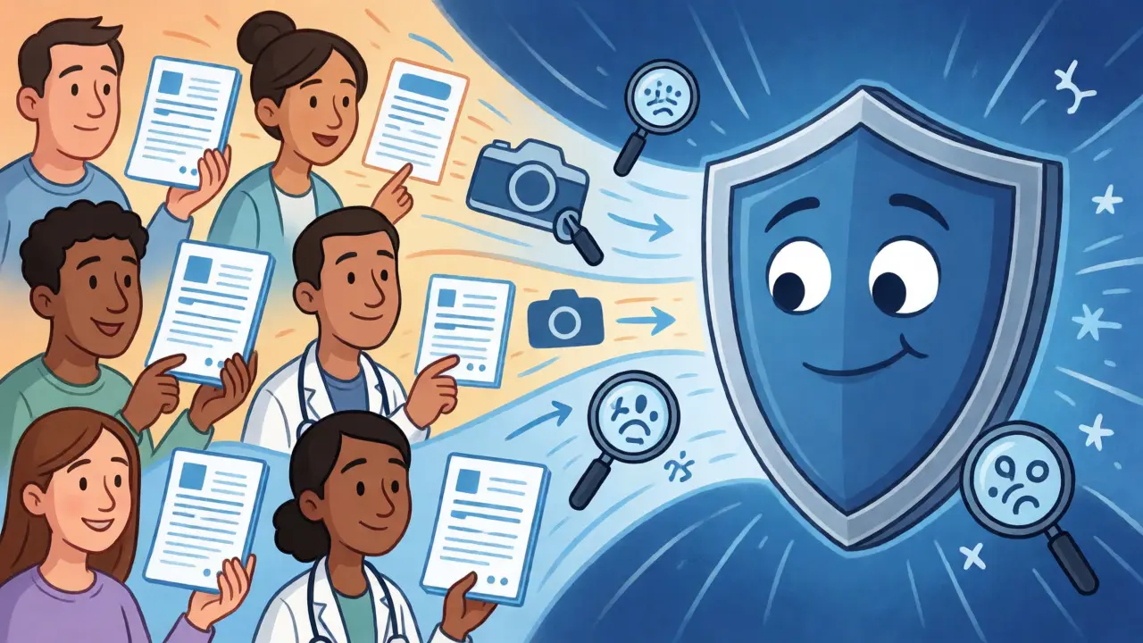 Animated visualization of consumer reports flowing into a regulatory database.